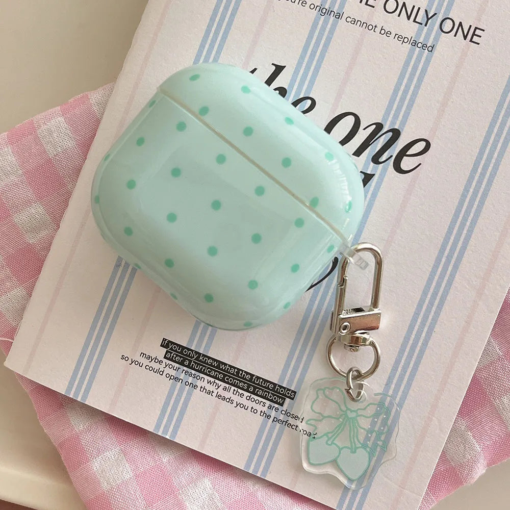 Cute Pink Green Polka Dot Shockproof AirPods Case Cover