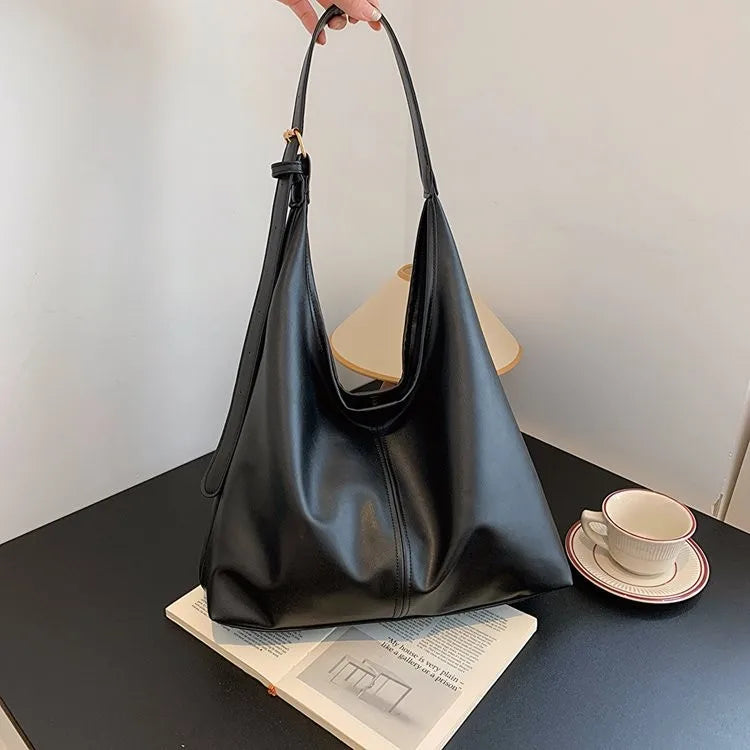 HOMEFISH Retro Luxury Large Tote Bag – Fashion PU Shoulder Handbag