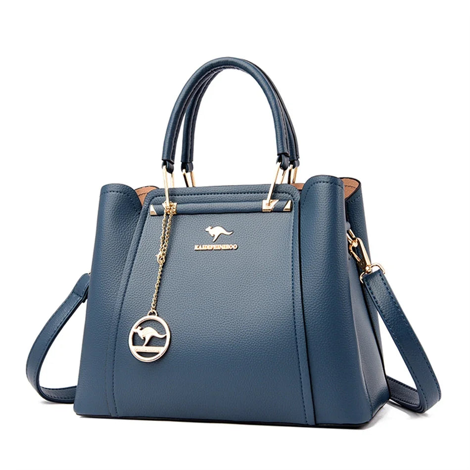 VANDERWAH Luxury Leather Shoulder Crossbody Bag – 3 Layers Soft Tote