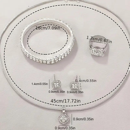 Women’s Diamond Fashion Roman Quartz Watch – 5‑Piece Jewelry Set