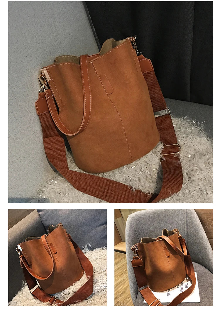 Luxury Designer PU Leather Bucket Bag for Women – Large Capacity Tote & Crossbody Handbag