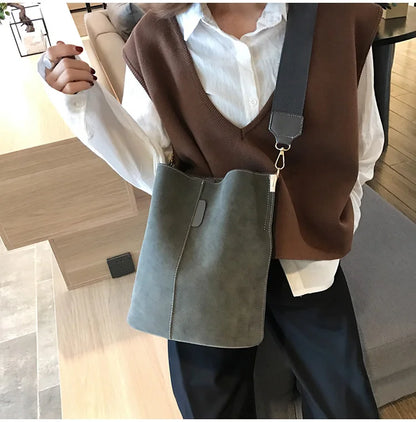 Luxury Designer PU Leather Bucket Bag for Women – Large Capacity Tote & Crossbody Handbag
