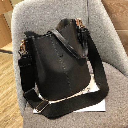 Luxury Designer PU Leather Bucket Bag for Women – Large Capacity Tote & Crossbody Handbag