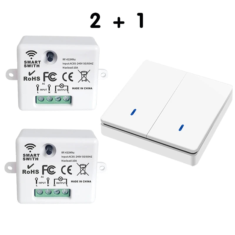 433MHz Wireless Smart Wall Switch 86 Panel Remote Control