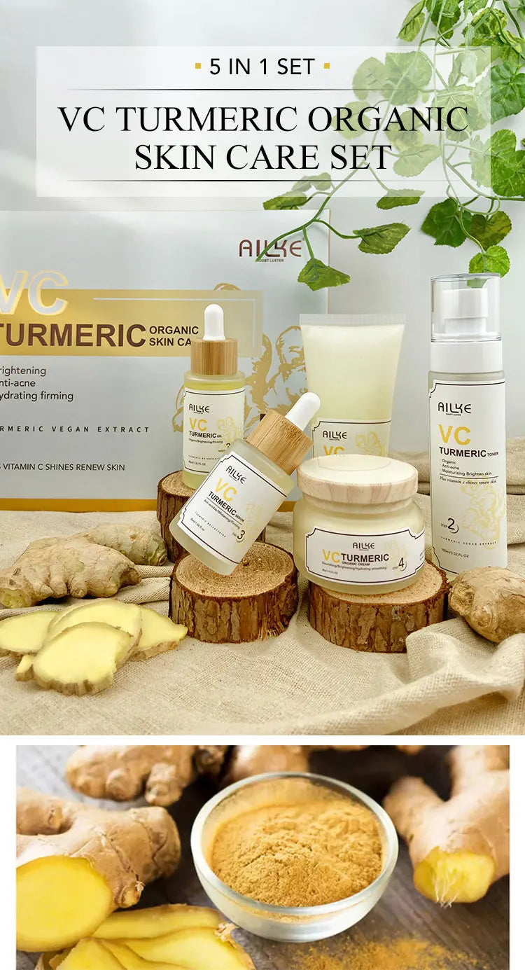 AILKE Organic Turmeric Whitening Set – Vitamin C Brightening & Anti‑Acne Care