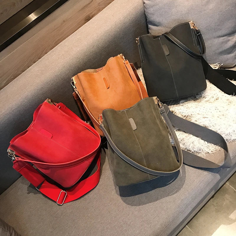 Luxury Designer PU Leather Bucket Bag for Women – Large Capacity Tote & Crossbody Handbag
