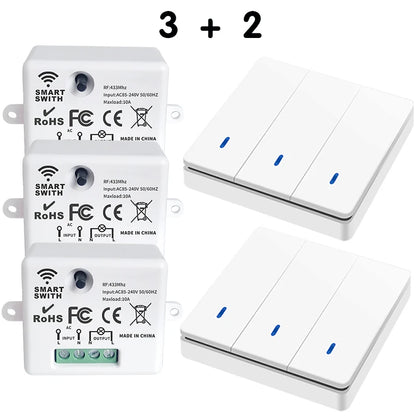 433MHz Wireless Smart Wall Switch 86 Panel Remote Control