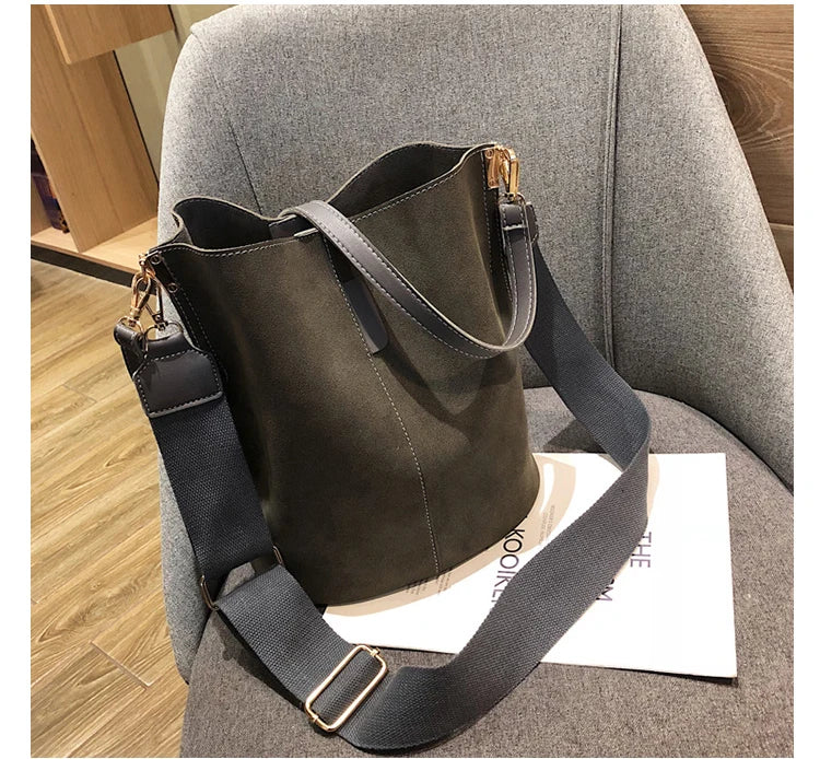 Luxury Designer PU Leather Bucket Bag for Women – Large Capacity Tote & Crossbody Handbag