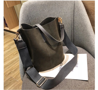 Luxury Designer PU Leather Bucket Bag for Women – Large Capacity Tote & Crossbody Handbag