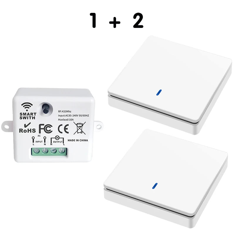 433MHz Wireless Smart Wall Switch 86 Panel Remote Control