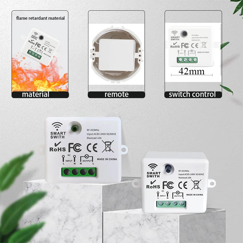 433MHz Wireless Smart Wall Switch 86 Panel Remote Control