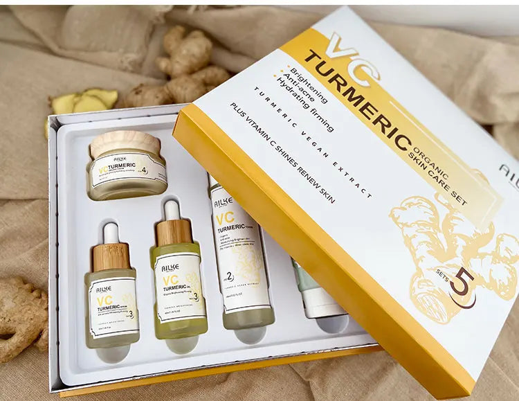 AILKE Organic Turmeric Whitening Set – Vitamin C Brightening & Anti‑Acne Care
