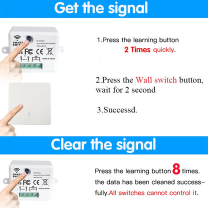 433MHz Wireless Smart Wall Switch 86 Panel Remote Control
