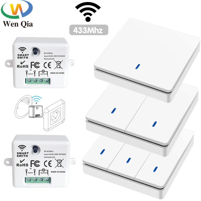 433MHz Wireless Smart Wall Switch 86 Panel Remote Control