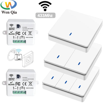 433MHz Wireless Smart Wall Switch 86 Panel Remote Control