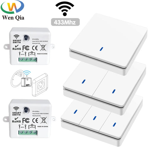 433MHz Wireless Smart Wall Switch 86 Panel Remote Control