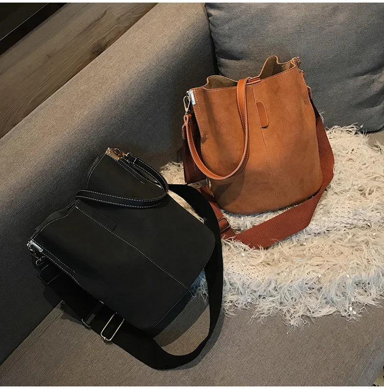 Luxury Designer PU Leather Bucket Bag for Women – Large Capacity Tote & Crossbody Handbag