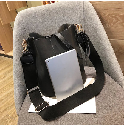 Luxury Designer PU Leather Bucket Bag for Women – Large Capacity Tote & Crossbody Handbag