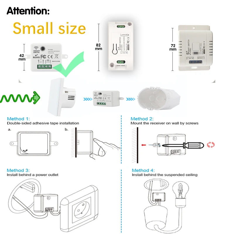 433MHz Wireless Smart Wall Switch 86 Panel Remote Control
