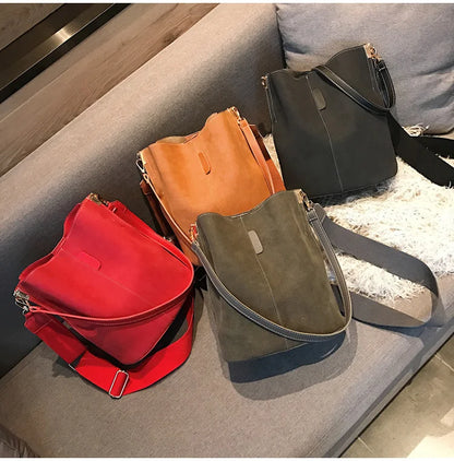 Luxury Designer PU Leather Bucket Bag for Women – Large Capacity Tote & Crossbody Handbag
