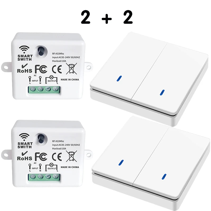 433MHz Wireless Smart Wall Switch 86 Panel Remote Control