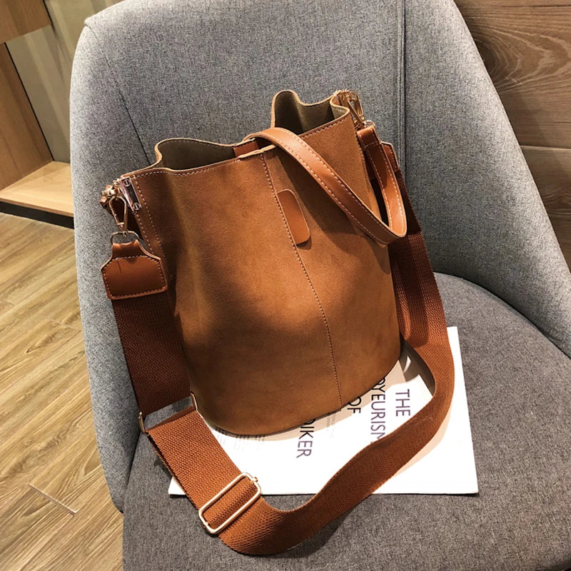 Luxury Designer PU Leather Bucket Bag for Women – Large Capacity Tote & Crossbody Handbag