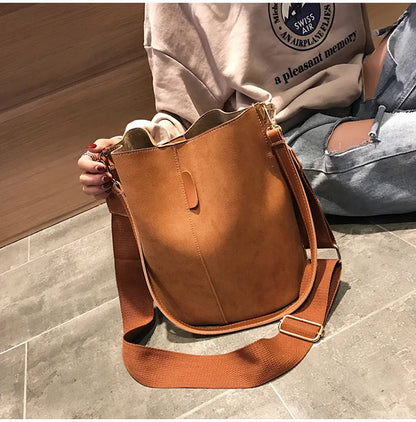 Luxury Designer PU Leather Bucket Bag for Women – Large Capacity Tote & Crossbody Handbag
