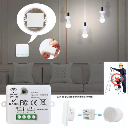 433MHz Wireless Smart Wall Switch 86 Panel Remote Control