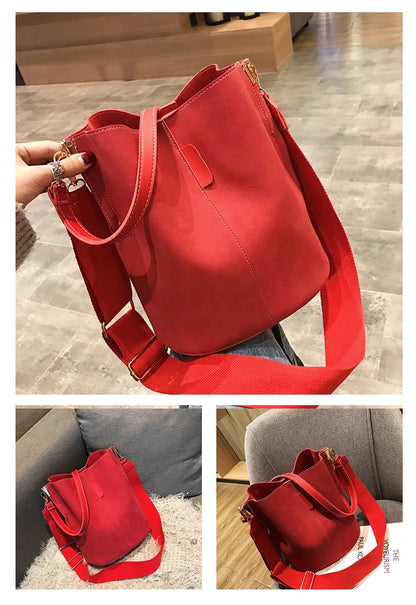 Luxury Designer PU Leather Bucket Bag for Women – Large Capacity Tote & Crossbody Handbag