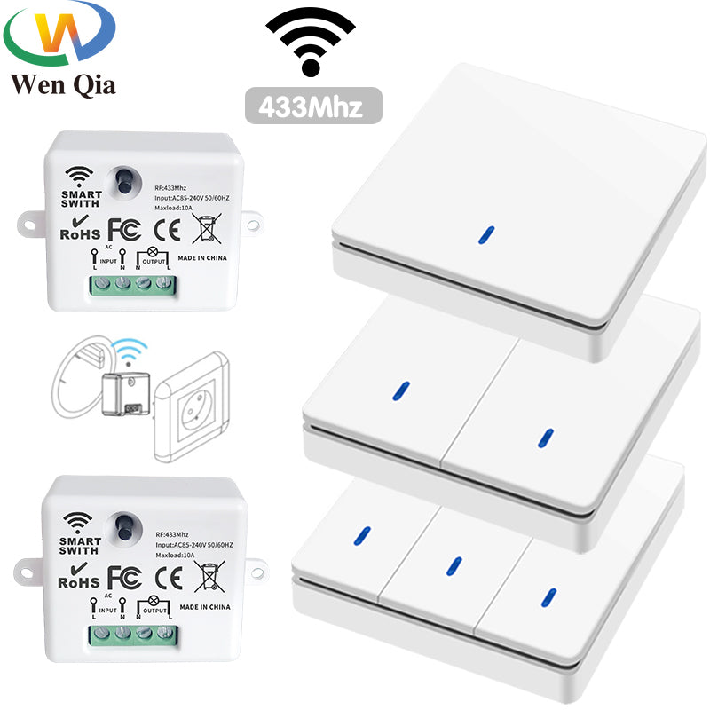 433MHz Wireless Smart Wall Switch 86 Panel Remote Control