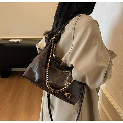 Vintage Designer Large Leather Shoulder Bag – Fashion Stroller Tote
