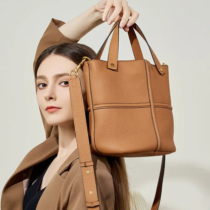 Classic Genuine Leather Women’s Unique Bucket Bag | NIGEDU B409