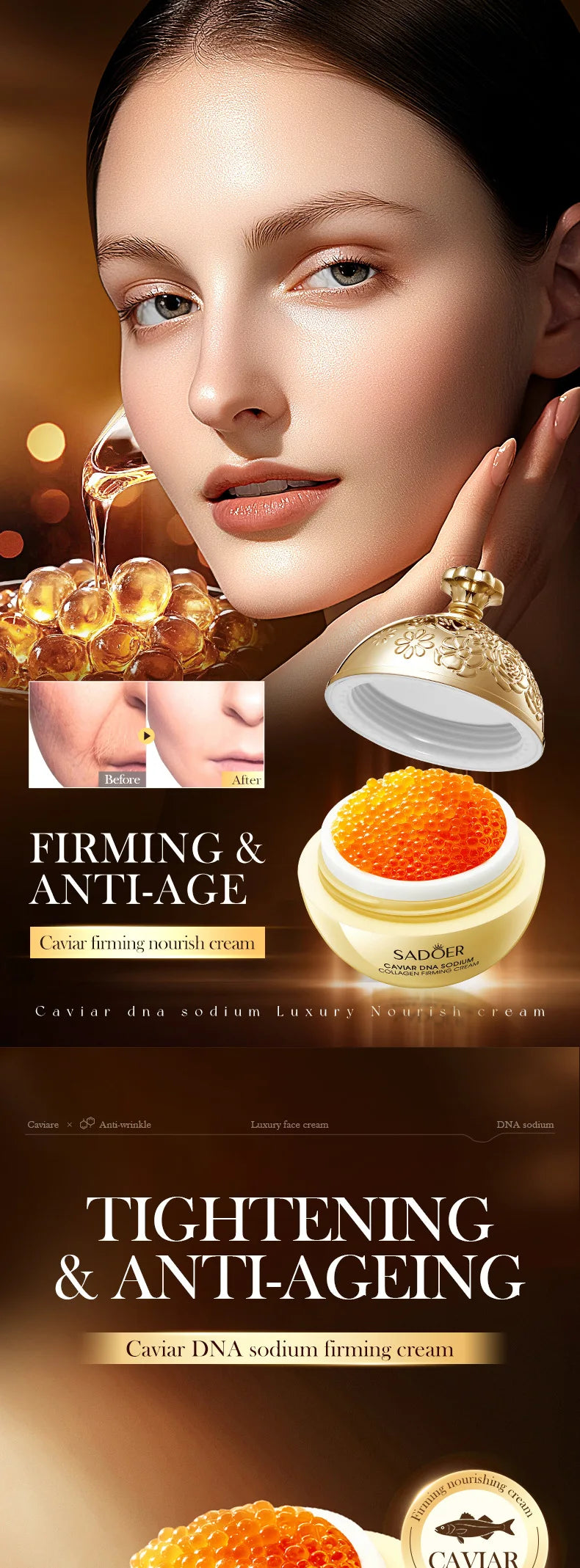 Caviar Firming Anti‑Aging Moisturizer Cream – Collagen & Pearl Lift