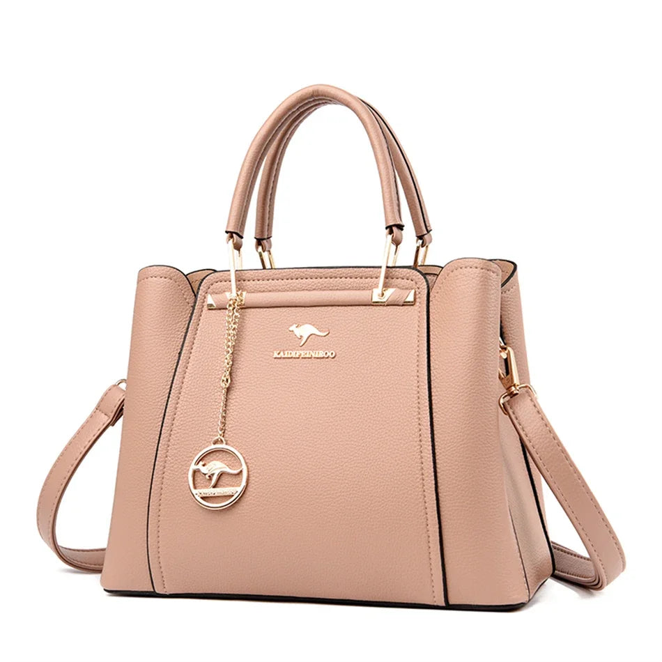 VANDERWAH Luxury Leather Shoulder Crossbody Bag – 3 Layers Soft Tote