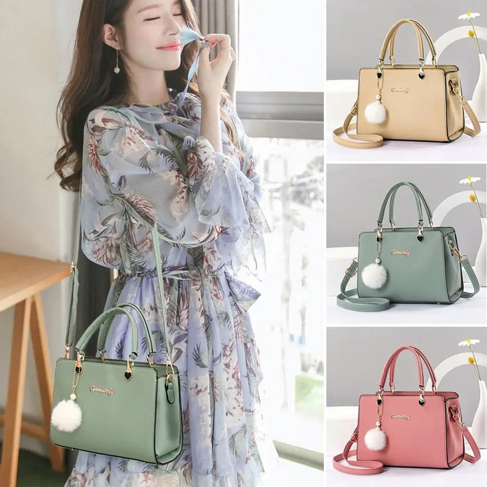 Stylish PU Leather Pendant Handbag – Versatile Shoulder & Crossbody Bag