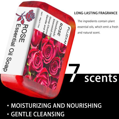 FUJZXANS Essential Oil Soap Set – 7 Handmade Fragrance Bars
