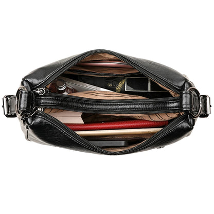 Luxury Designer Leather Shoulder Bag for Women – Retro Minimalist Crossbody Purse