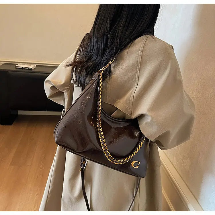 Vintage Designer Large Leather Shoulder Bag – Fashion Stroller Tote