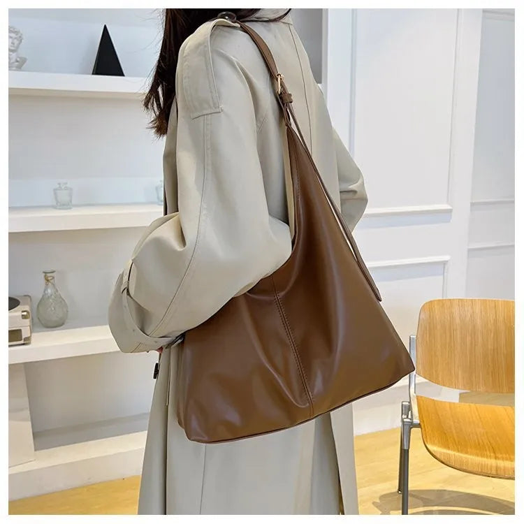 HOMEFISH Retro Luxury Large Tote Bag – Fashion PU Shoulder Handbag