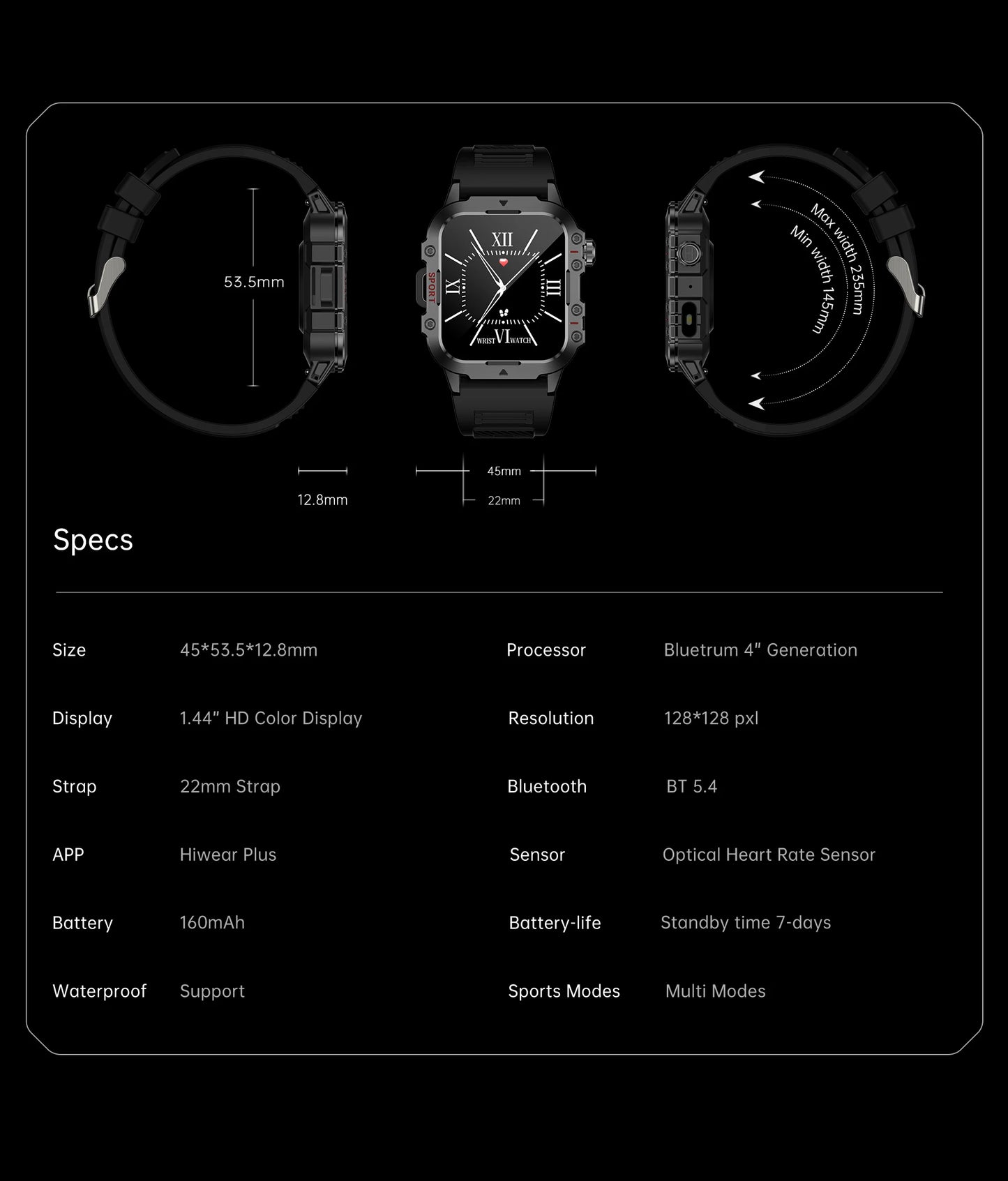 2026 Military Smart Watch Bluetooth Call Fitness Tracker GPS