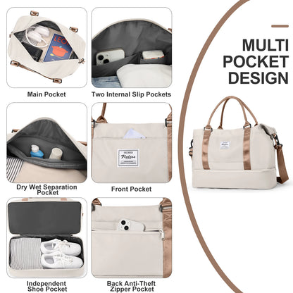 Travel Tote Bag – Lightweight Handbag with Shoe Compartment | FLCC
