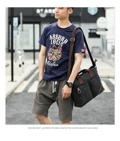 Luxury Canvas Business Travel Crossbody Bag-Signature