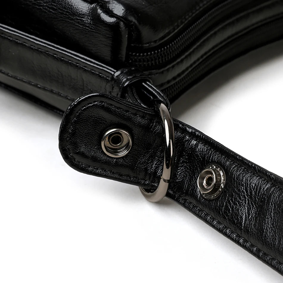 Luxury Designer Leather Shoulder Bag for Women – Retro Minimalist Crossbody Purse