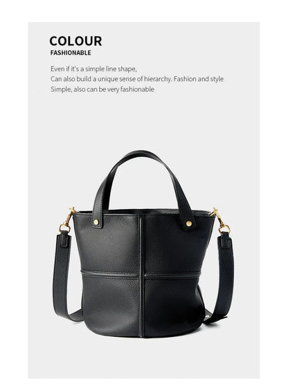 Classic Genuine Leather Women’s Unique Bucket Bag | NIGEDU B409