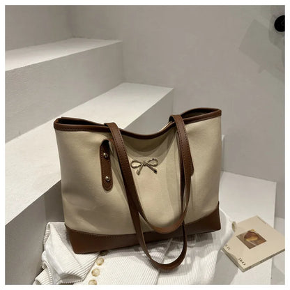 Women’s Daily PU Shoulder Bag – Large Capacity with Bow Decoration