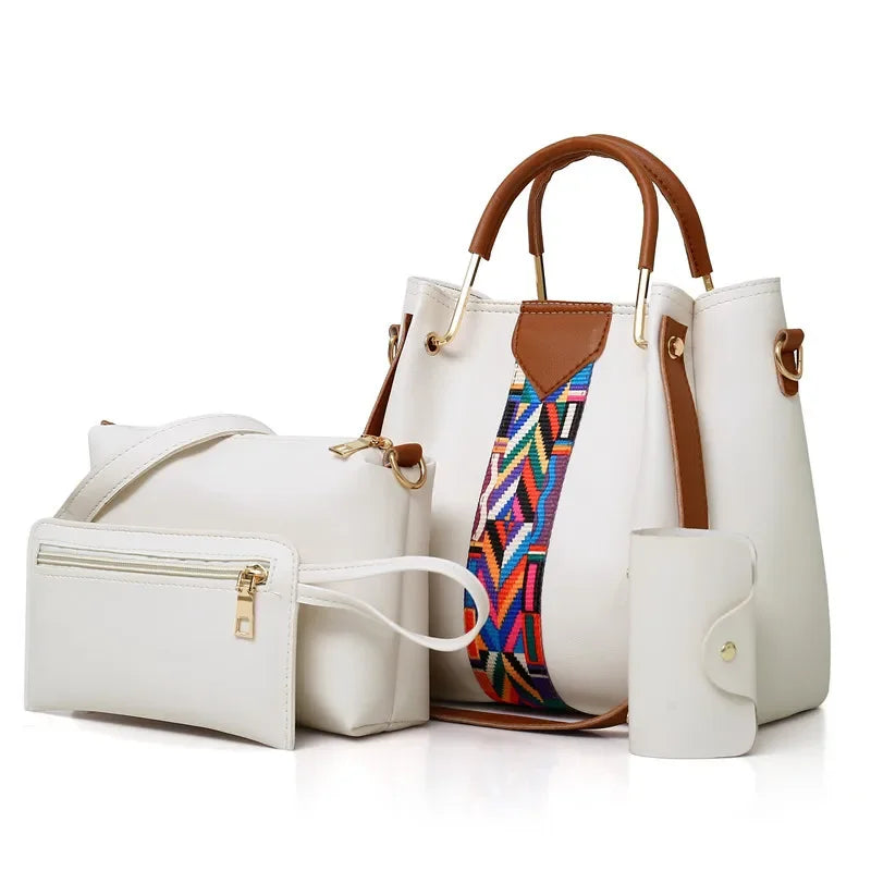 JILL MILL 4‑Piece Tote & Card Set – Stylish PU Leather Handbag Collection