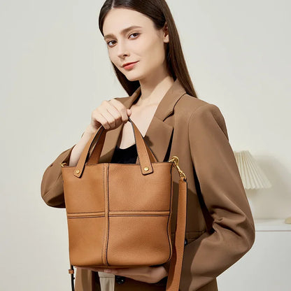 Classic Genuine Leather Women’s Unique Bucket Bag | NIGEDU B409