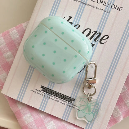 Cute Pink Green Polka Dot Shockproof AirPods Case Cover
