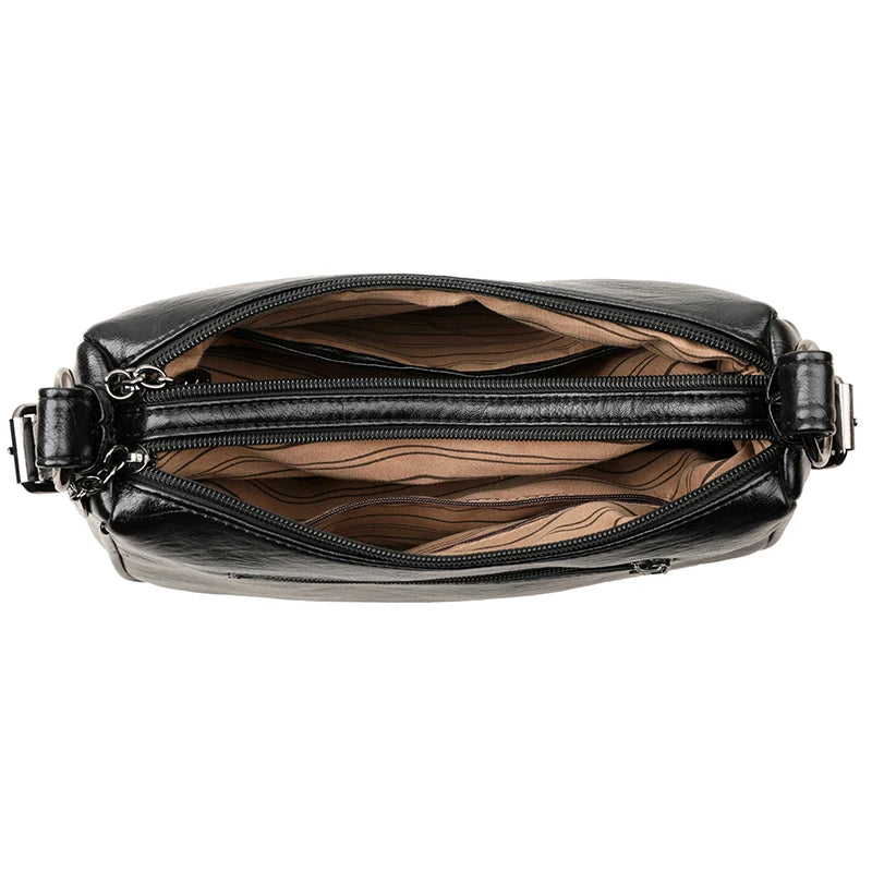 Luxury Designer Leather Shoulder Bag for Women – Retro Minimalist Crossbody Purse
