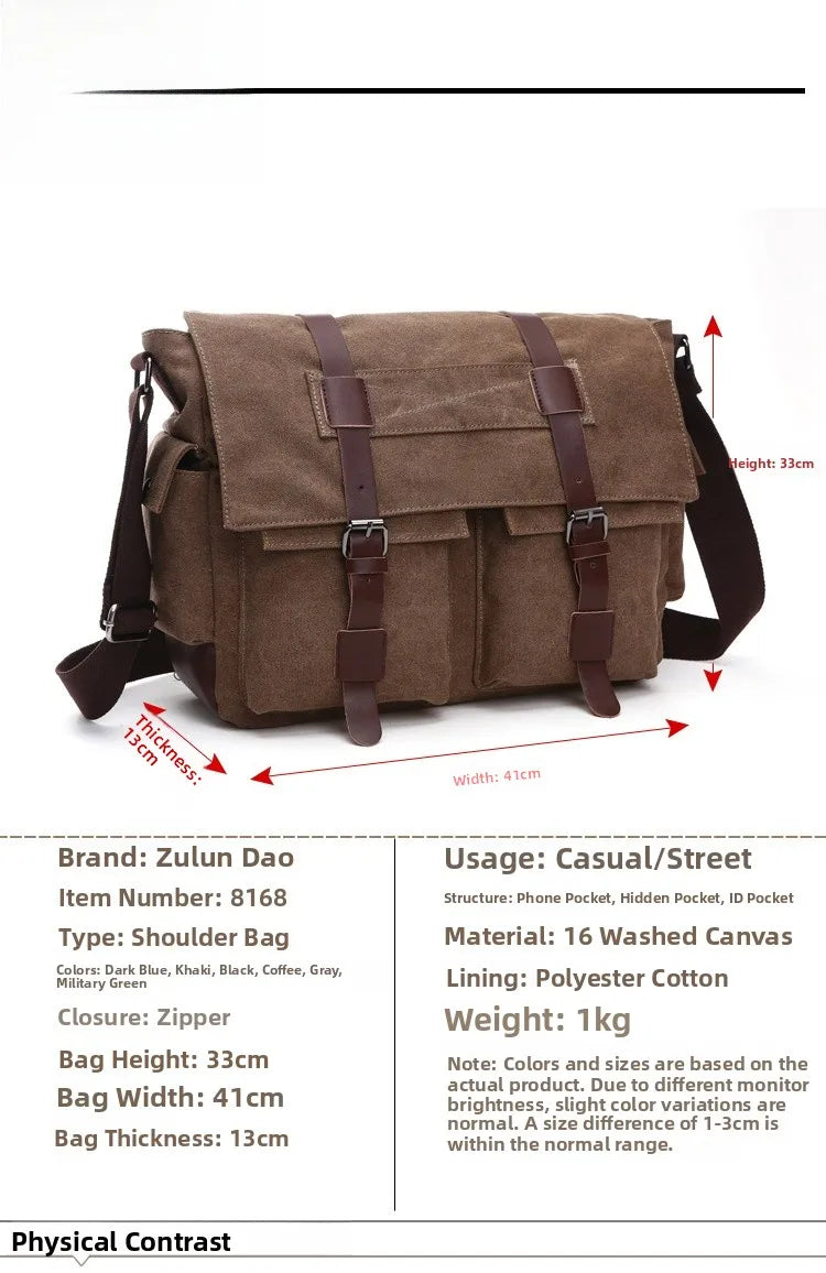 Canvas Men’s Crossbody Laptop Messenger Bag